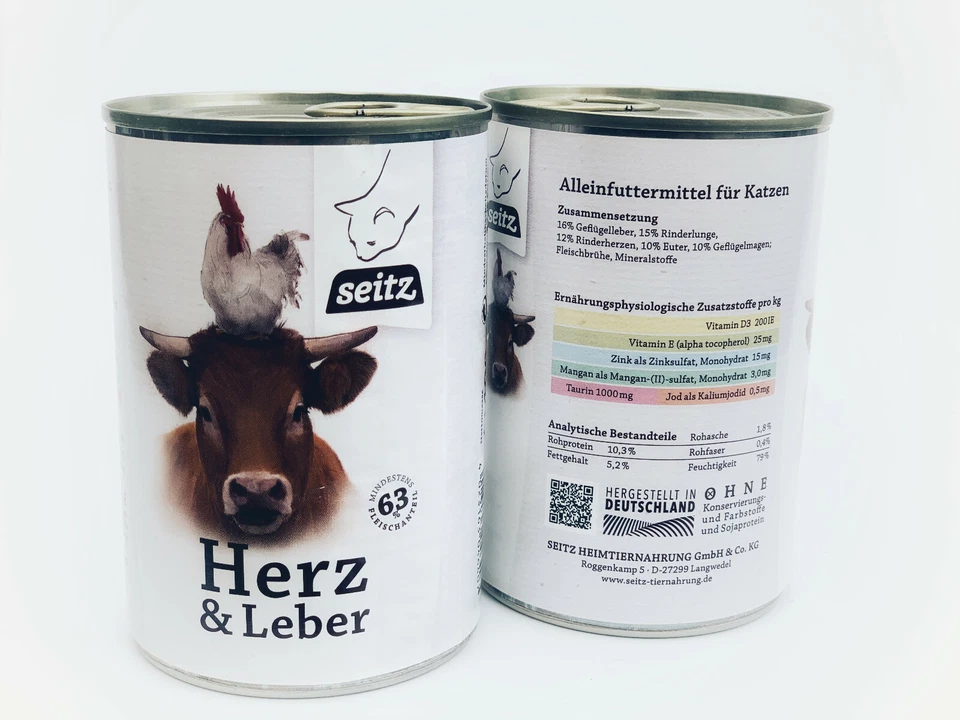 Herz & Leber 400g, Katzenfutter, Seitz, Vollnahrung - Bild 1 von 1