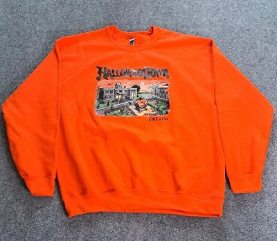 Halloweentown Pumpkin Sweater Adult Size Large Orange Halloween Town Collage  - Image 1 of 4