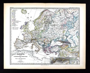 1880 Spruner Ethnic Map of Europe Indo-European Caucasian Altai Tartars People - Picture 1 of 6