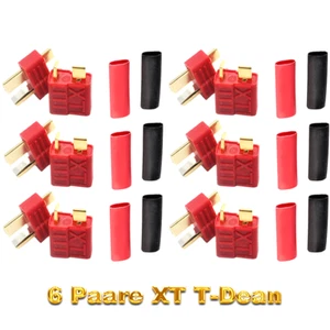 ✅ 6 Paare XT Dean T-Stecker T-Dean T-Plug T-Connector + Schrumpf Goldstecker RC - Bild 1 von 11