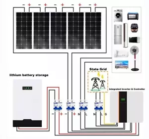 Solaranlage 5KW Komplettpaket Speichersystem Solarpanel mit On/Off Grid Inverter - Bild 1 von 8