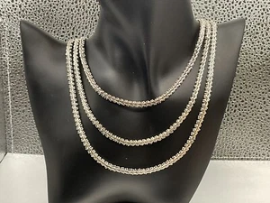 Vintage Mex 925 Silber Chevron Riccio mehrlagig 3 Kette 17" schwer 84,45 Gramm - Bild 1 von 8