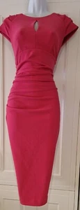 Vestido midi ceñido al cuerpo para mujer Diva Pasarela rosa plisado ojo de cerradura drapeado S. - Imagen 1 de 13
