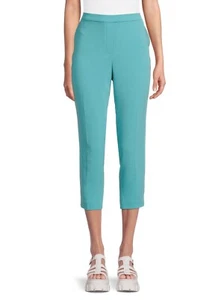 Theory Womens Treeca Pull On Admiral Crepe Crop Pants Trousers Nocturne Way US 8 - Picture 1 of 4