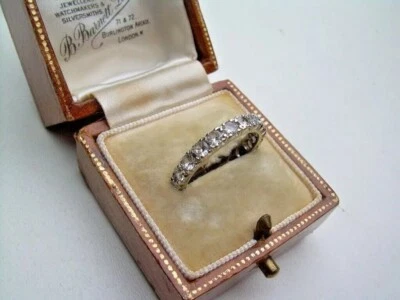 Art Deco Vintage Round Cut Lab Created Diamond 925 Silver Engagement Band Ring - Image 1 of 4