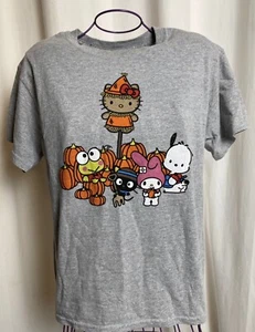Hello Kitty Sanrio Tanaka Farms Pumpkin Youth Medium Gray T-Shirt New 2017 Rare - Picture 1 of 8