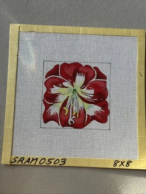 Amaryllis 4” Square Needlepoint Canvas - Image 1 of 2