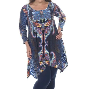 White Mark Women’s Marlene Tunic Top Blue Multi Size 1 XL NWT - Picture 1 of 5