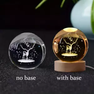 6Cm 3D Crystal Ball Crystal Planet Night Light Laser Engraved Solar System Globe - Picture 1 of 32