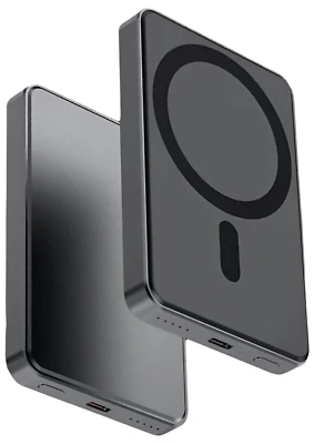 Powerbank Magnetisch Magsafe für iPhone 10.000mAh Schnellladen USB-C Grau Metall - Bild 1 von 4