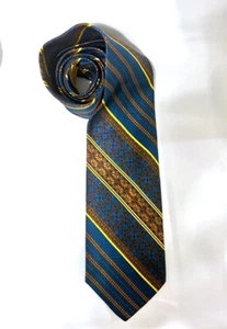 Wolf Brothers Tie Blue,Gold Copper, 100% Silk, Florida, 56.5" Reis of New Haven - Picture 1 of 5