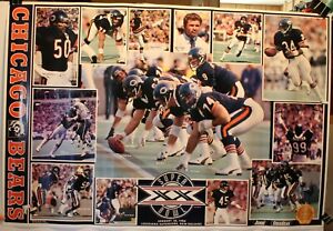 1985 Chicago Bears Super Bowl XX 23 x 34" Poster Walter Payton Jim McMahon