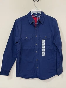 Lands End Men's Blue Button Down Flannel Lined Long Sleeve Work Shirt Jacket s S - Picture 1 of 8