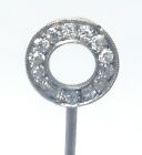 Vintage Estate 10K Ct White Gold Diamonds Circle Hat Stick Pin 1.45g 2 5/8"