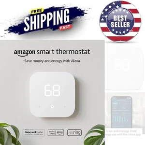 Smart Thermostat Wi-Fi Compatible ENERGY STAR Save Money Energy Alexa Ring - Picture 1 of 8