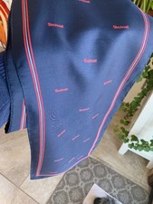 Beechcraft 100% Pure Silk Navy Blue Scarf Cravat 54" x 10" Made in Italy