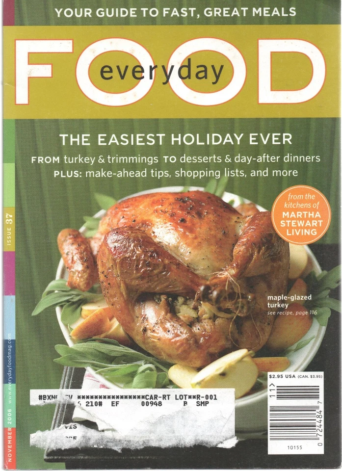 November 2006 Everyday Food Magazine Thanksgiving Turkey Trimmings Shopping List - Image 1 of 1