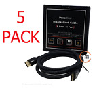 5 PACK PowerBear 4K Ultra HD DP1.2 DisplayPort Cable (Male to Male) 4K@60hz, ARC