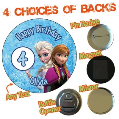 Imán espejo nevera personalizado para niños fiesta de cumpleaños Elsa insignia 812 Foto 1 de 2