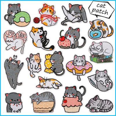 Dibujos Animados Cat Lindo Bordado Paño Adhesivo Parches Animal Hágalo Usted Mismo Insignias Hierro Coser En • 1.68€