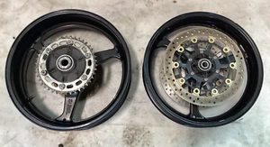 07-12 Honda CBR600RR CBR 600 RR FRONT REAR WHEELS RIMS ROTORS HUB SPROCKET BLACK - Picture 1 of 5