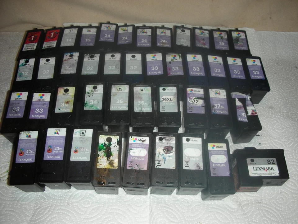 43 EMPTY LEXMARK INK CARTRIDGES - ASSORTED COLOR & BLACK   LOT#23X5 - Image 1 of 4