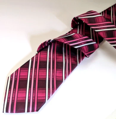 Corbata para hombre Arrow 100 % poliéster corbata vino tinto patrón geométrico 3,5" puntiaguda Foto 1 de 4