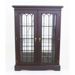 Solid Mahogany Wood Display Cabinet Glass Vitrine Antique Reproduction Design - Picture 1 of 6