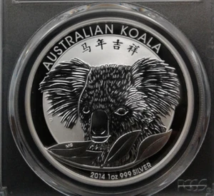 2014P 1oz 0,999 Feinsilber australischer Koala chinesischer Geheimmünze - Bild 1 von 1