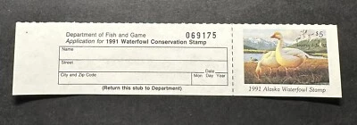 WTDstamps - 1991 ALASKA - State Duck Stamp - Mint OG NH **HUNTER TYPE** - Image 1 of 2
