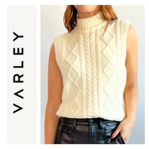 Varley Joilette gilet girocollo donna maglione maglia cavo MORBIDO panna bianco sporco M - Foto 1 di 15