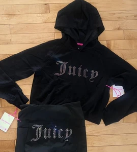 NEU! Neu mit Etikett Juicy Couture OG Big Bling Trackset Hoodie & Leggings schwarz Größe S - Bild 1 von 7