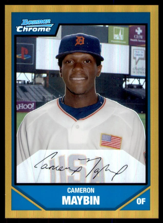 2007 Bowman Prospects #BDPP107 Cameron Maybin Chrome Gold Refractors #/50 - Image 1 of 2