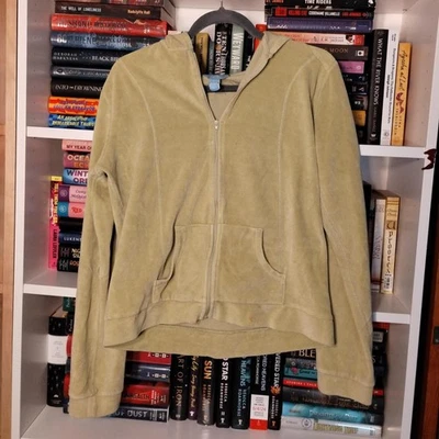 Y2K Yellowy Green Velour Horny Toad Hoodie Size Large - Image 1 of 4