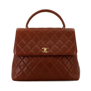 CHANEL Matelasse Hand Bag Leather Brown A12397 Vintage 90268943 - Picture 1 of 11