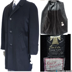TOLLER WESTERN ~ NEUWERTIG!!~VTG HERREN 38 SCHWARZ INCA TIMME BÜSCHEL 100% ALPAKA FLOR MANTEL - Bild 1 von 14