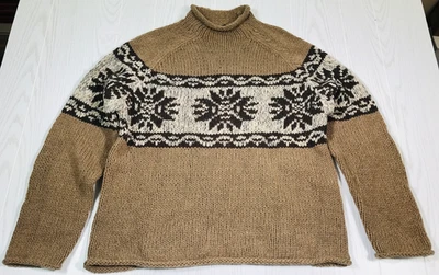 Suéter de Lana J Crew Hombres L Marrón Pullover Nórdico Isla Justa Tejido a Mano Exterior Y2K Foto 1 de 4