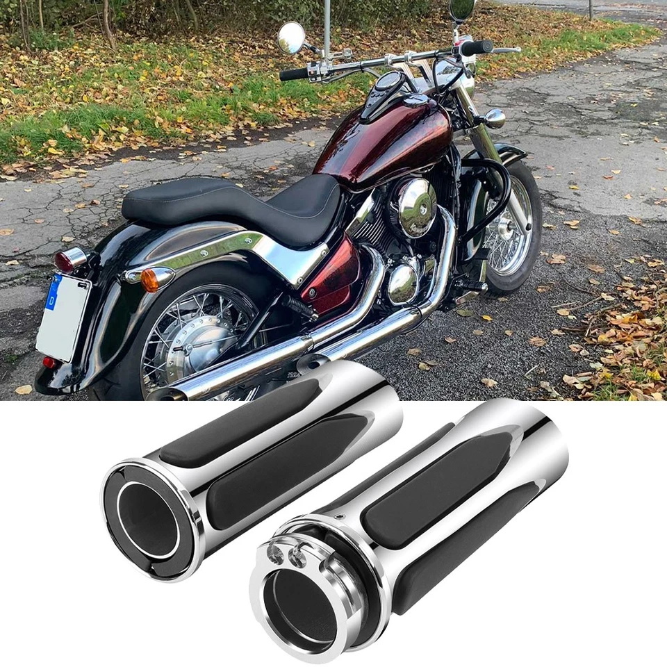Empuñaduras cromadas de manillar de motocicleta de 1" para Kawasaki Vulcan VN900 1700 Classic Foto 1 de 4