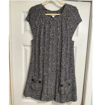 Vestido Suéter Style & Co XL Tejido con Cable Manga Corta Bolsillos Negro Blanco Bolsillos Foto 1 de 4