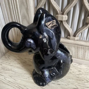 Vintage Handcrafted Haeger Oil Slick Glazed Ceramic Elephant Planter- Stunning - Picture 1 of 17