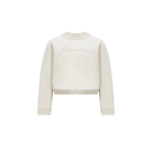 (Kids) Moncler Embroidered Logo Cotton Sweatshirt White - 24FW - Picture 1 of 2