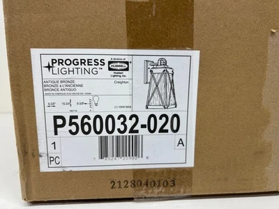 Progress Lighting Creighton 1Light Bronze WaterGlass Outdoor 15.75in. Wall Light - Image 1 of 2