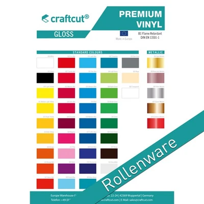 craftcut - Vinylfolie / Plotterfolie - glänzend - Meterware, Breite: 122 cm