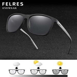 Gafas de sol negras polarizadas fotocromáticas cuadradas para conducir al aire libre UV400 para hombres - Imagen 1 de 7