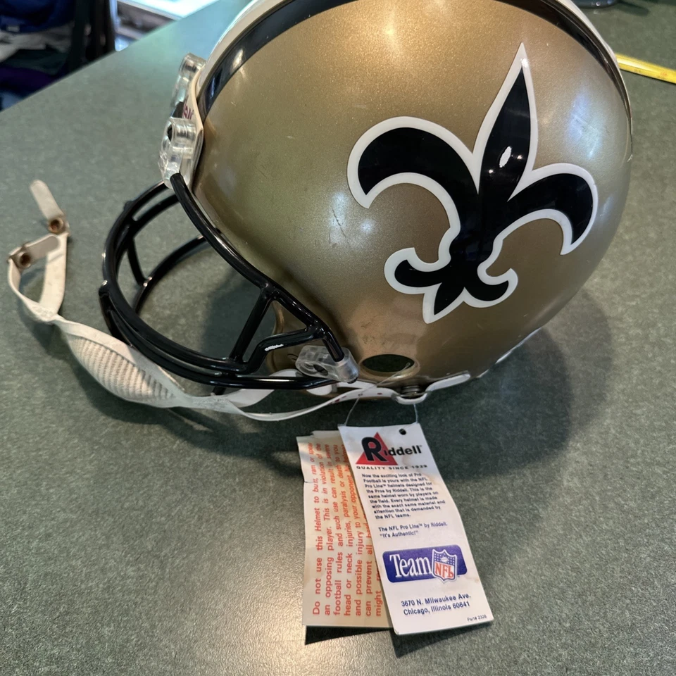 NEW ORLEANS SAINTS 1976 - 1999 RETRO RIDDELL VSR4 AUTÉNTICO CASCO TAMAÑO COMPLETO Foto 1 de 4