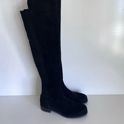 Stuart Weitzman 5050 Black Suede Over The Knee Tall Boots Women 6M Back Stretch - Image 1 of 4