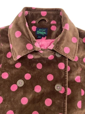 Abrigo Chaqueta Mini Boden Niñas Marrón y Rosa Algodón Terciopelo Lunares Talla 13/14y Foto 1 de 4