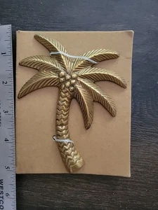 5" Brass Color Palm Tree Decor Trim Emblem Coconut Furniture Jewelry Wall Displa - Picture 1 of 3