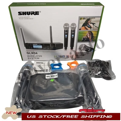 Professional Microphone System Shure GLXD4+BETA58A UHF 640-690MHz w/ 2 Mics - Image 1 of 4