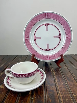 Homer Laughlin Ancient Mimbreno 3-Pc Replica Set  Plate, Cup & Saucer, Mint USA - Image 1 of 4